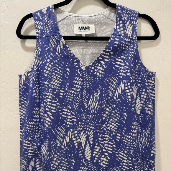 Maison Martin Margiela MM6 Women 42 US 6 Sleeveless Shift Mini Dress Blue White - Picture 2 of 13